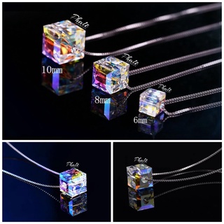 Dây chuyền bạc s925 thiết kế với pha lê swarovski vuông trắng