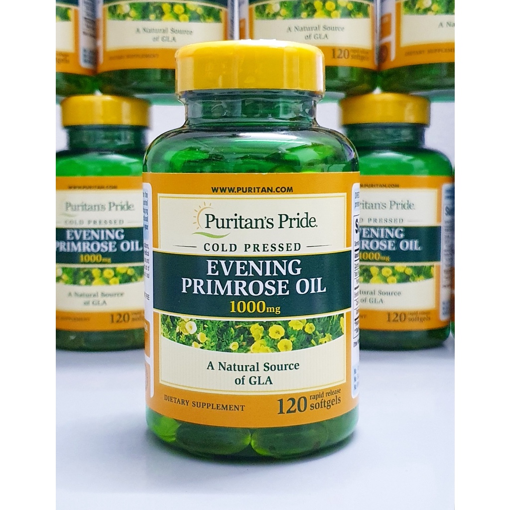 T𝐢𝐧𝐡 𝐝𝐚̂̀𝐮 hoa anh thảo Evening Primrose Oil 1000 mg 𝐰𝐢𝐭𝐡 𝐆𝐋𝐀 chai 120 viên của Mỹ hãng 𝐏𝐮𝐫𝐢𝐭𝐚𝐧'𝐬 𝐏𝐫𝐢𝐝𝐞