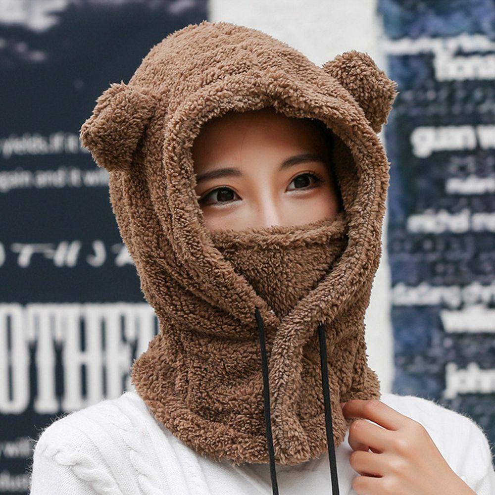 EUCA Mũ Lông Tai Gấu Dễ Thương Giữ Ấm Mùa Đông