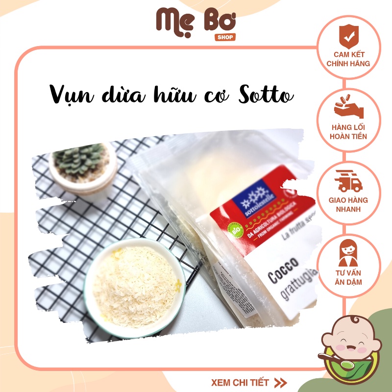 VỤN DỪA SẤY HỮU CƠ LÀM BÁNH, SMOOTHIE GÓI LẺ 50g