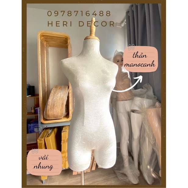 Manocanh bán thân bọc thun chân gỗ