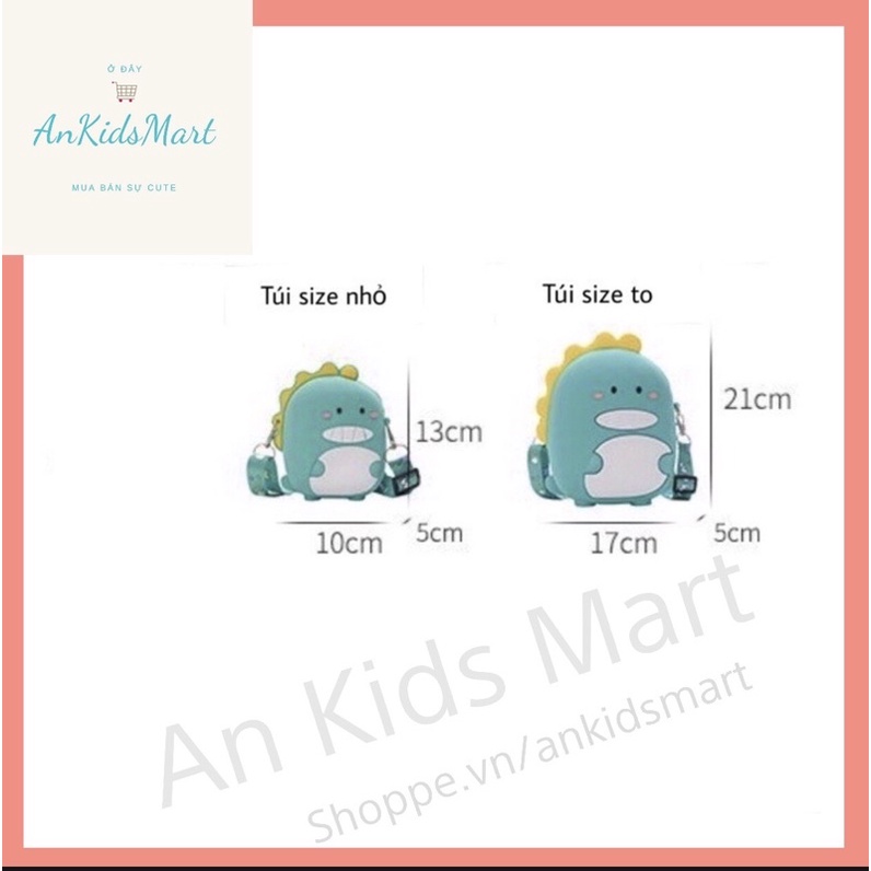Túi đeo chéo mini cho bé hình Khủng Long silicon dễ thương