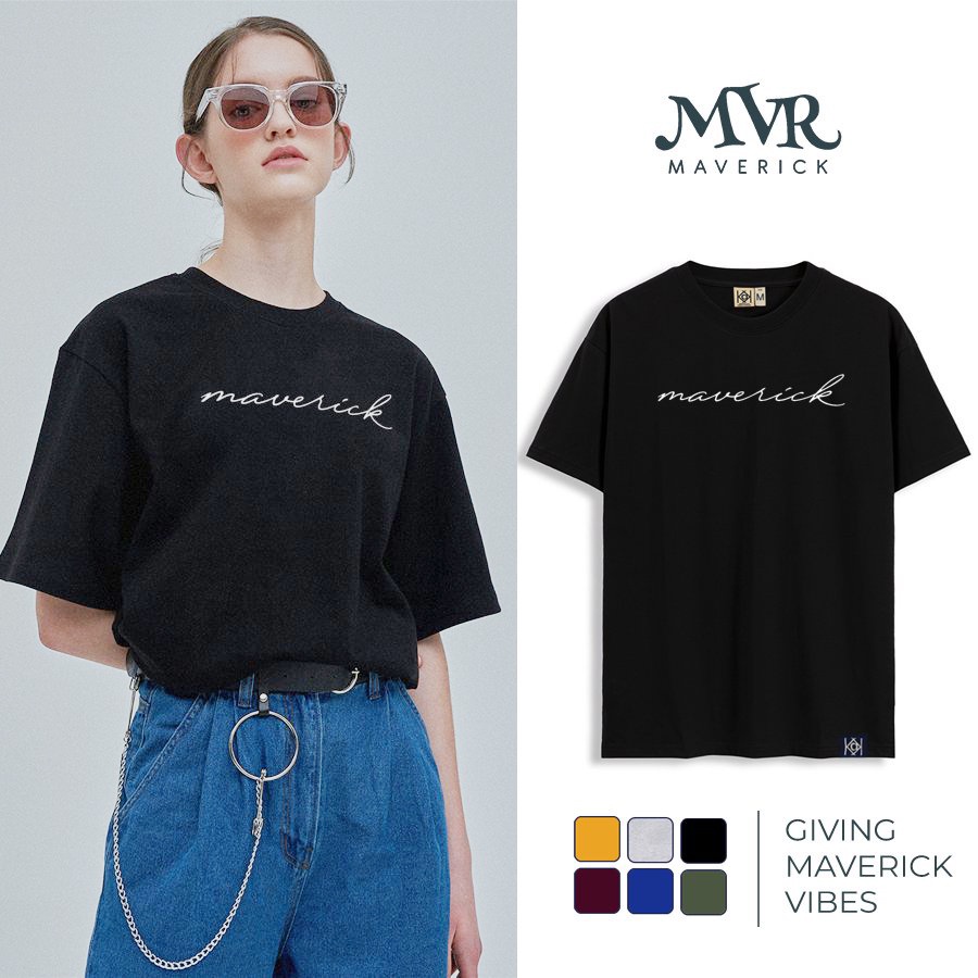 Áo thun cotton chữ kí basic logo Maverick localbrand MVR nhiều màu đen xanh trắng đỏ vàng hồng LITH19102001