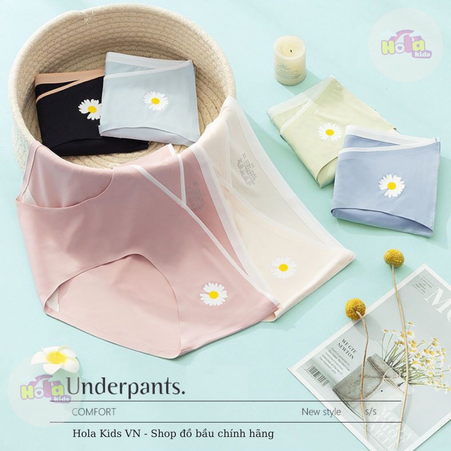 Quần lót bầu thông hơi cạp chéo 100% Cotton, họa tiết hoa cúc Baby And Me