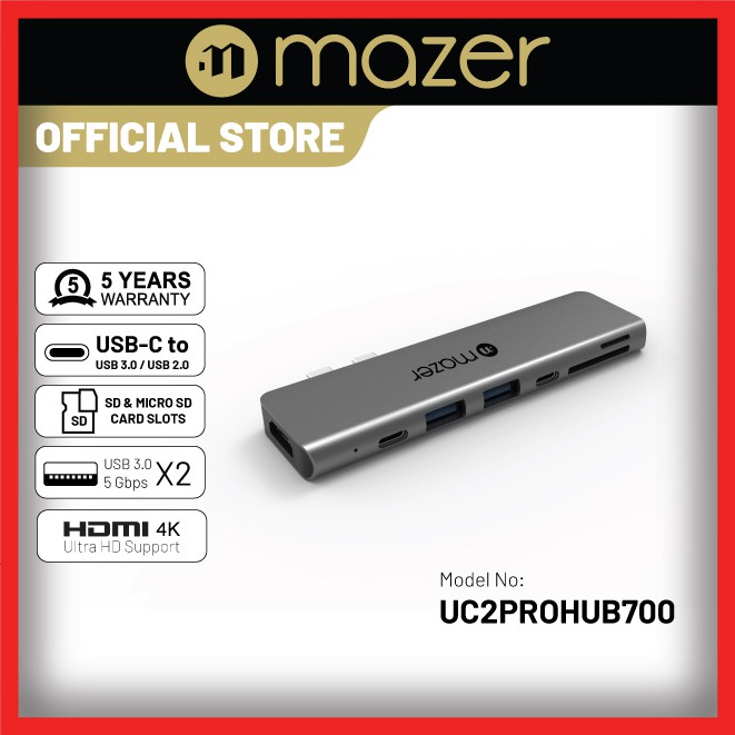 Cổng Chuyển Đổi MAZER USB-C Direct Plug-in Hub - Hàng Chính Hãng