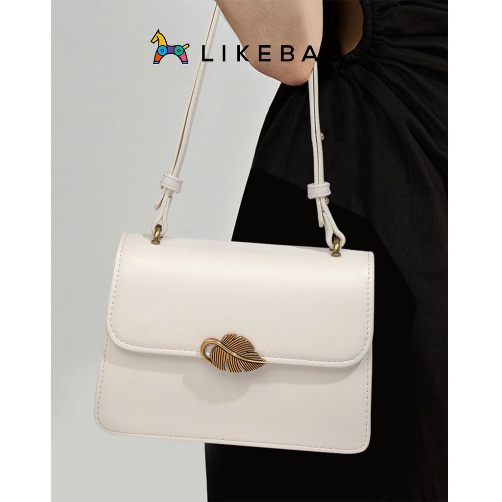Túi xách nữ đeo vai, kẹp nách thời trang LIKEBAG form vuông nắp gập hình lá nữ tính 6713 - LIBAGI
