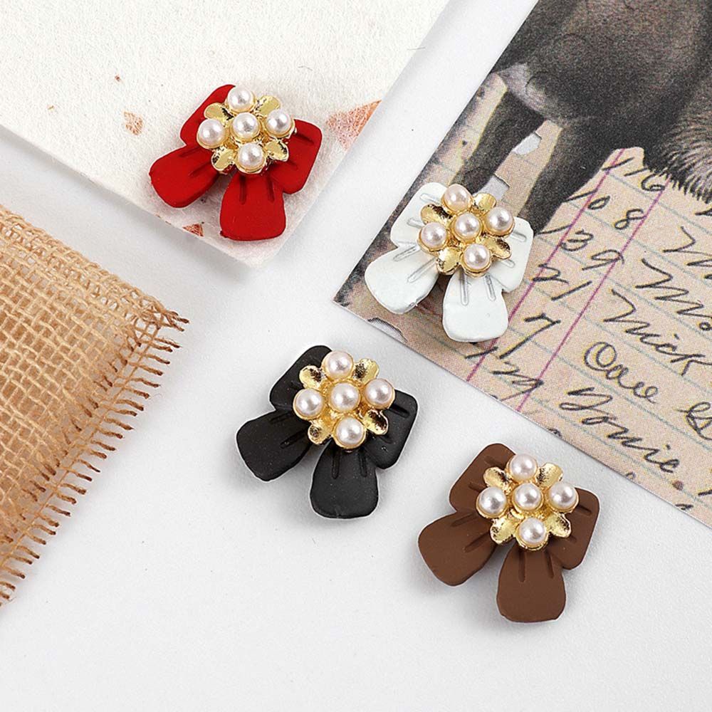 [Hàng mới về] Phụ kiện trang trí móng tay hình nơ/hoa tuyết 3D từ hợp kim đính ngọc trai lấp lánh sang trọng cho nữ DIY