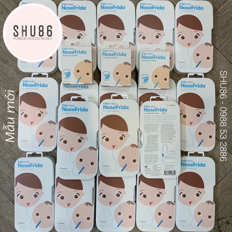 Dụng cụ hút mũi NoseFrida và Hộp 20 miếng lọc ngăn vi khuẩn hút mũi NoseFrida
