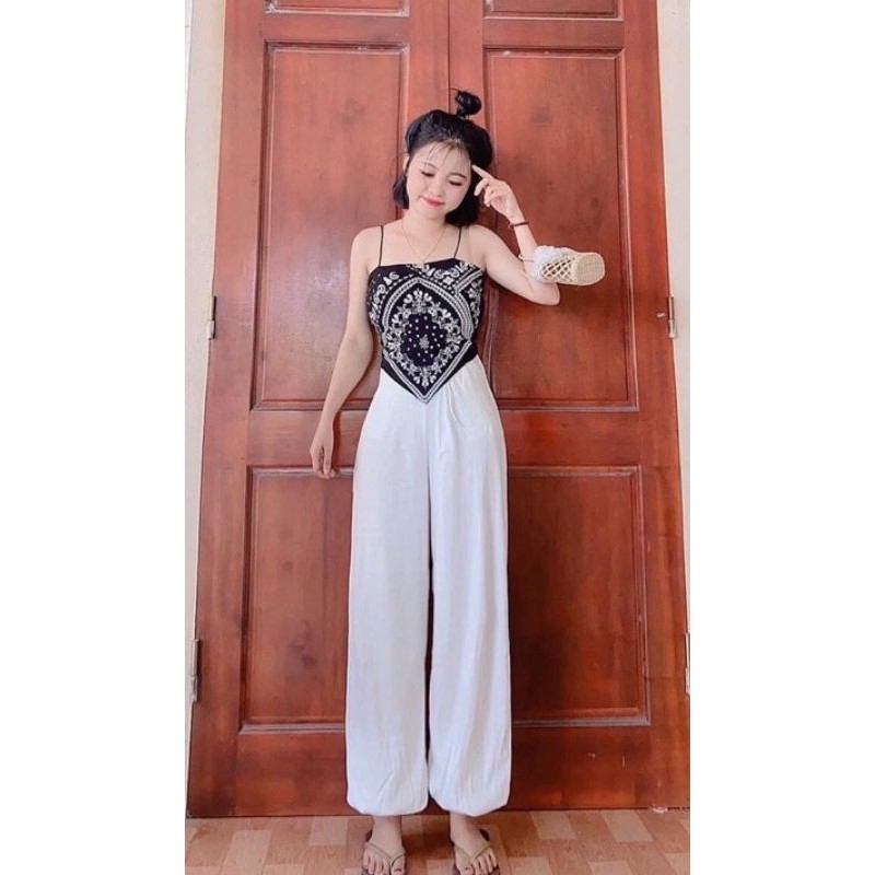 [freeship>50k] áo yếm thổ cẩm hai dây 2 màu trắng ,đen-chất liệu bozip cotton. | BigBuy360 - bigbuy360.vn
