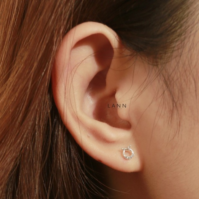 Khuyên Đường Tròn Đá Thắt Nút BẠC S925 LANN E231