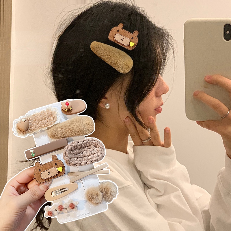 Kẹp Tóc Lông Nhung Dễ Thương Xinh Xắn Thời Trang Nhật Hàn Cho Bé Gái