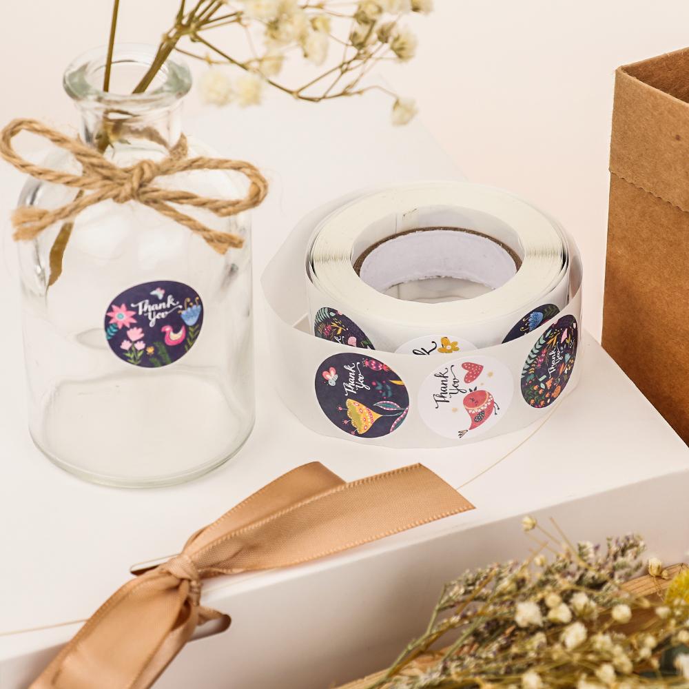 Cuộn 500 Nhãn Dán In Chữ Thank You Bằng Giấy Kraft Tự Dính Trang Trí Túi Bánh Quy/Hộp Đựng Bữa Tiệc