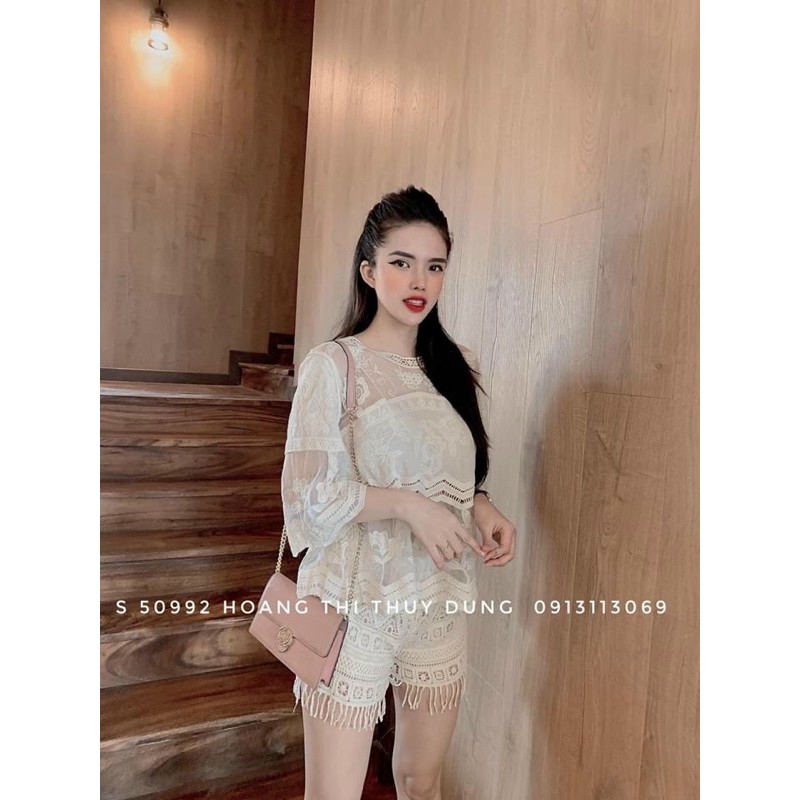 Set áo quần ren hoa mới cực xinh
