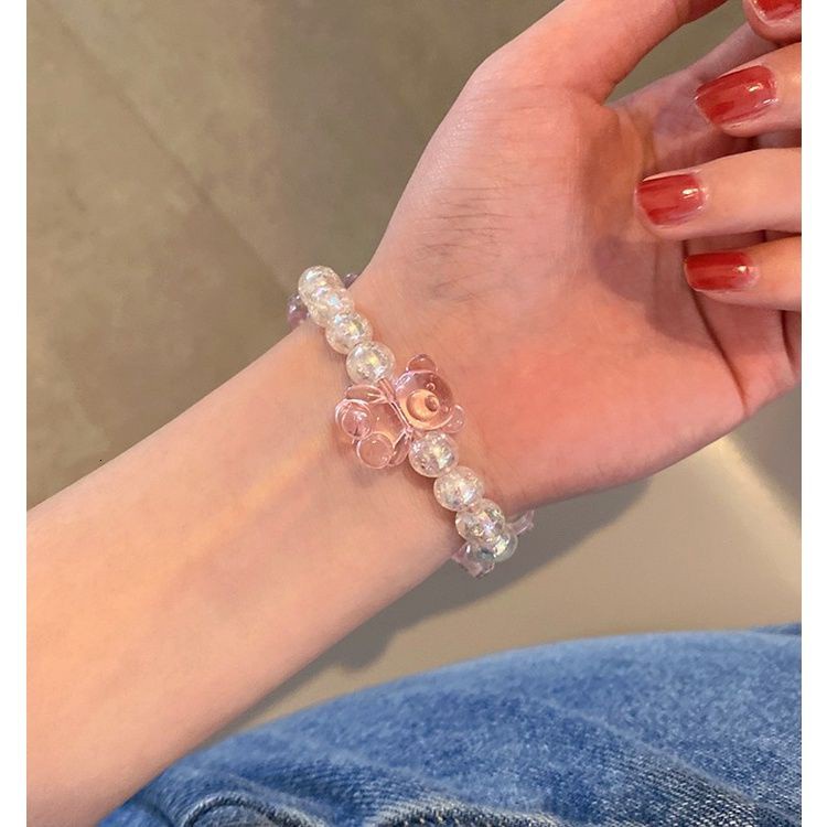 Dây buộc tóc đính hạt hình gấu thời trang