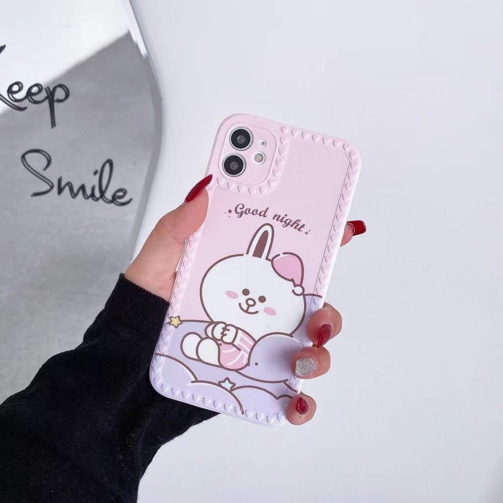 Cartoon Good night rabbit and good night bear  iphone6 7 8 plus 11 iphone 11 pro 11 promax 12 12 pro 12 promax soft iphone case anti drop iphone case