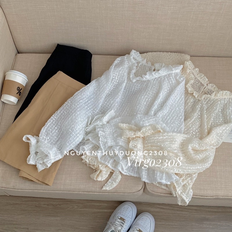 [NEW]SET 3CT ÁO REN BI MIX CHÂN VÁY THÔ KAKI “HANA” xinh xắn
