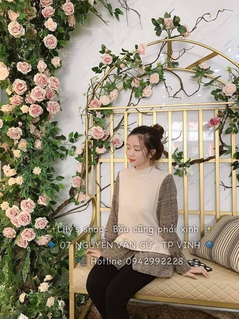 Áo bầu len tay kẻ dạ ( kèm ảnh thật )