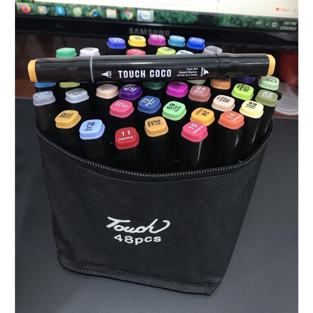 Bộ Bút Dạ 2 Đầu 48 Cây Marker Touch Cool kèm túi đựng tiện lợi màu đẹp sắc nét