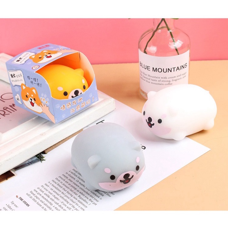 Squishy Mochi hình CHÓ SHIBA 3 màu đồ chơi bóp tay mềm mịn dễ thương chân thực giảm stress co dãn đàn hồi ngộ
