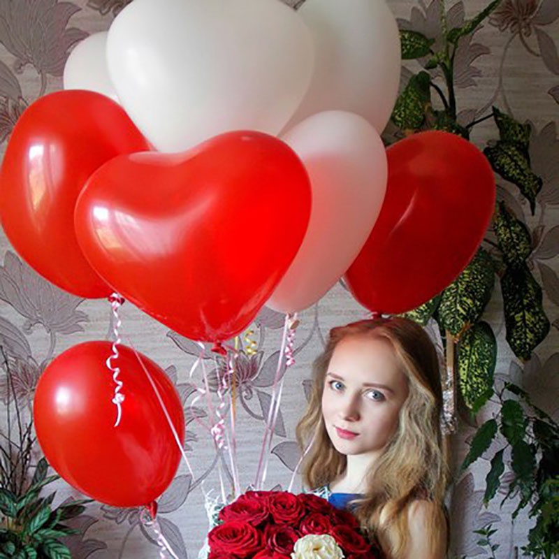 10 Bong Bóng Cao Su Hình Trái Tim Màu Trắng Dùng Trang Trí Tiệc Cưới, Sinh Nhật, Valentine