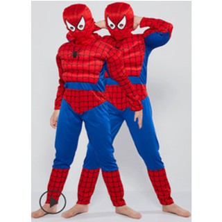 Bộ siêu nhân cơ bắp cosplay người nhện xanh