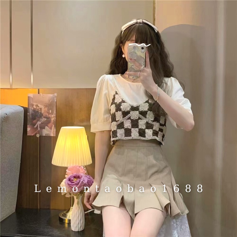 Áo Kẻ Caro Mix Ngoài Phong Cách Retro Cổ Điển Cá Tính Cho Nữ Lemontaobao