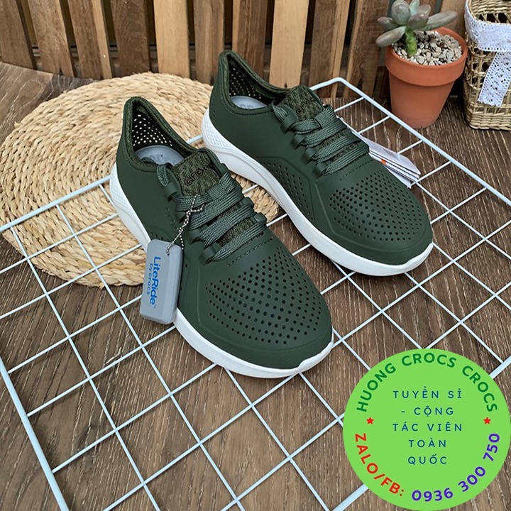 GIÀY NHỰA CROCS LITERIDE PACER CHO NAM MÀU XANH RÊU FULL BOX