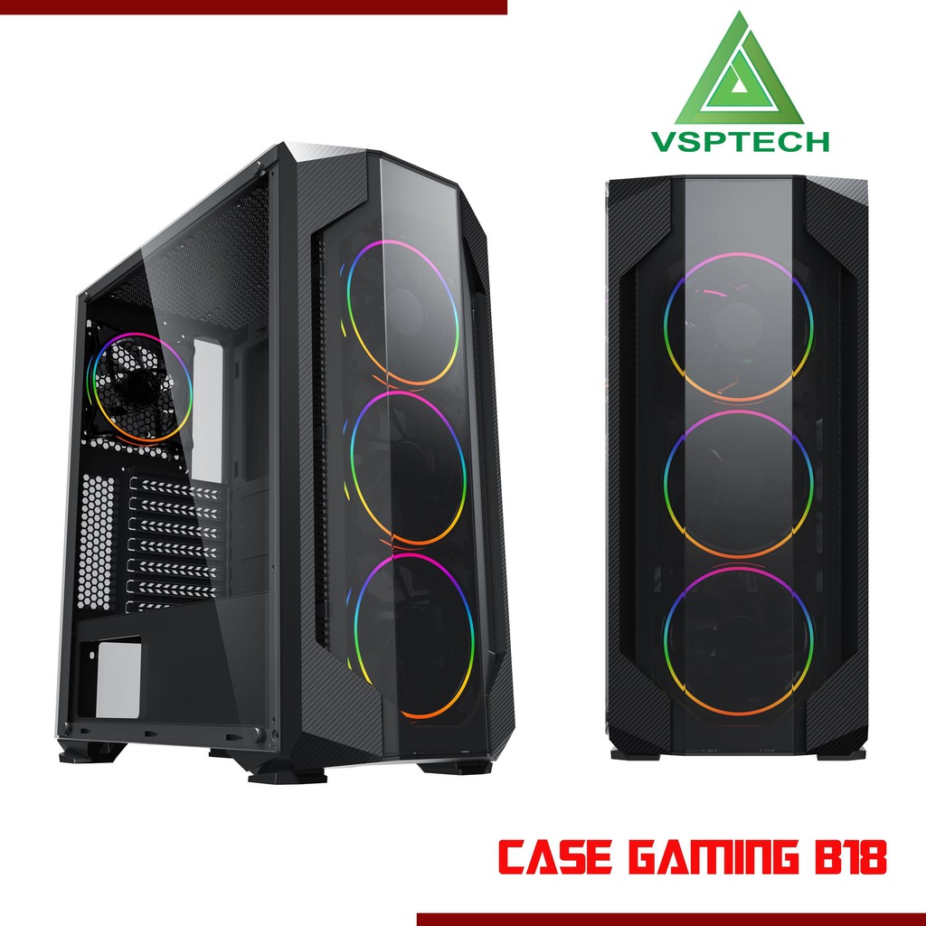 Case Vision B18 Gaming LED RGB (Kính cường lực)