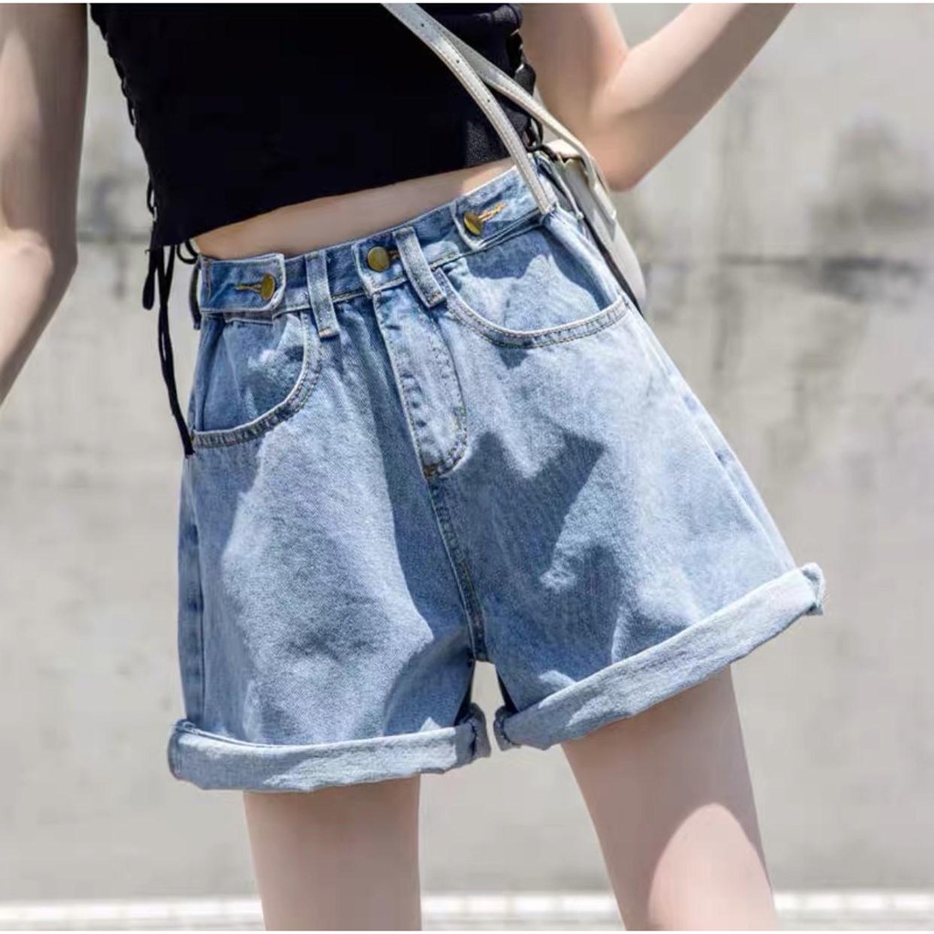 QUẦN JEAN NGỐ LỬNG NỮ MÀU XANH NHẠT LAI CUỐN CÓ CẠP CHỈNH SIÊU HOT-NITI
