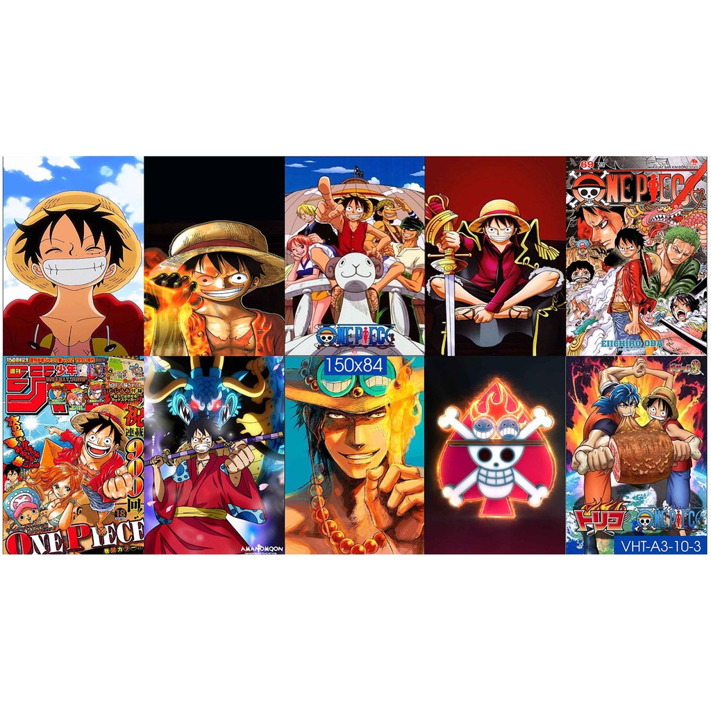 Combo Set 10 tờ Decal dán tường Hoạt Hình Vua Hải Tặc