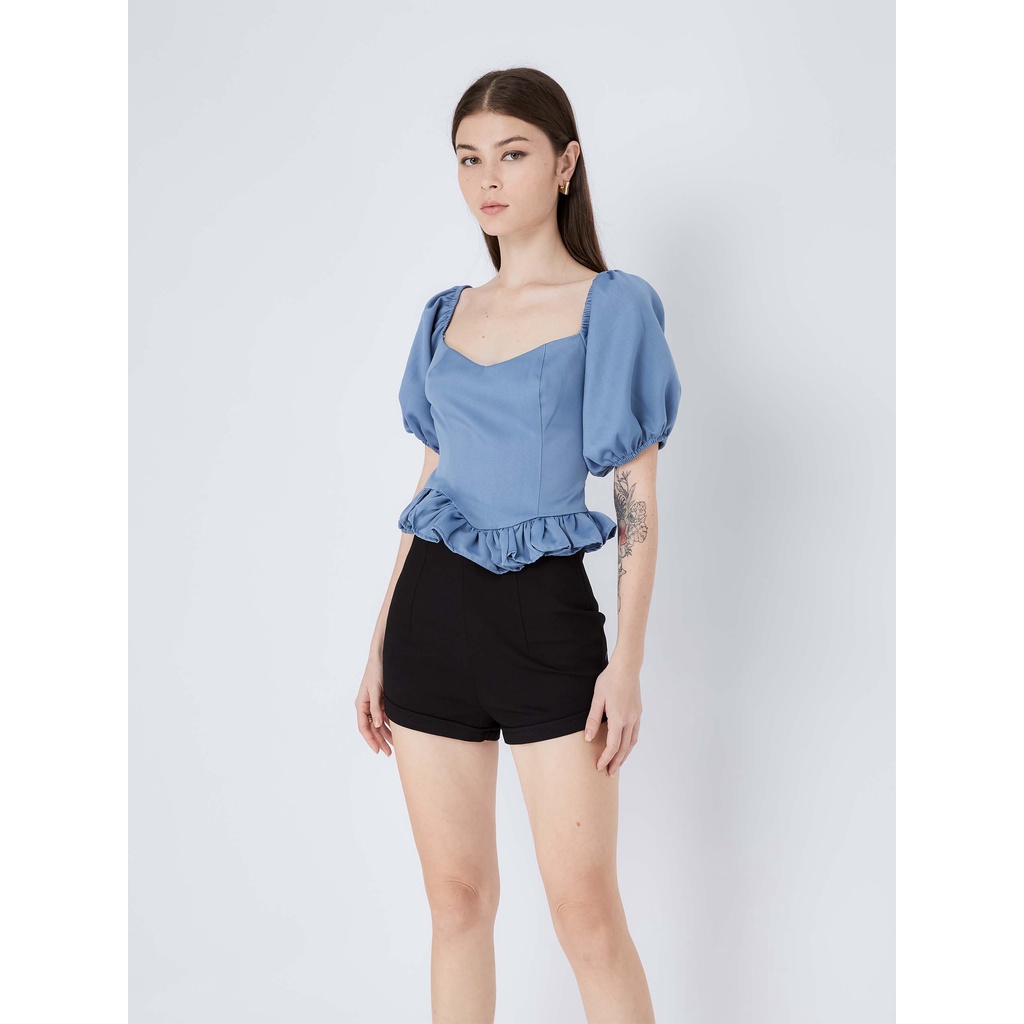 Áo Top Nữ Pumpkin Sleeves , Chất Vải Phi 035 Thoải Mái , WAK000053 ,SOMEHOW