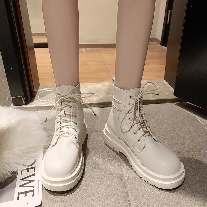 Boots Martin Ulzzang cổ ngắn đế cao 5cm / Giày boots cổ ngắn đan dây hàn quốc