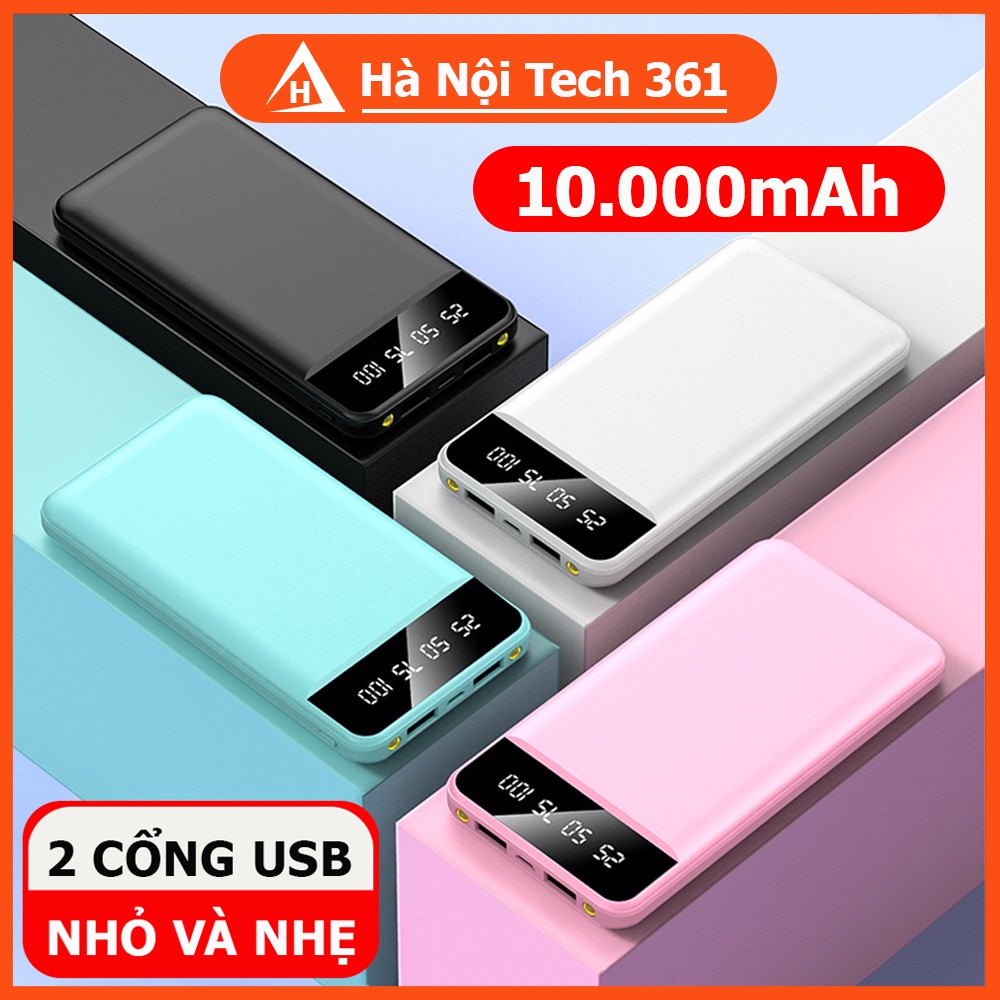 Sạc dự phòng YM-10000 mAh có 2 cổng USB, tích hợp màn hình led hiển thị pin- Bảo hành 6 tháng