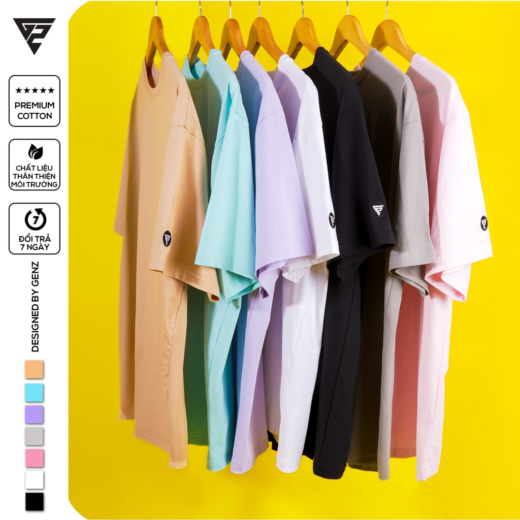 Áo thun tay lỡ unisex nam nữ trơn GENZ Premium Cotton form rộng oversize nhiều màu