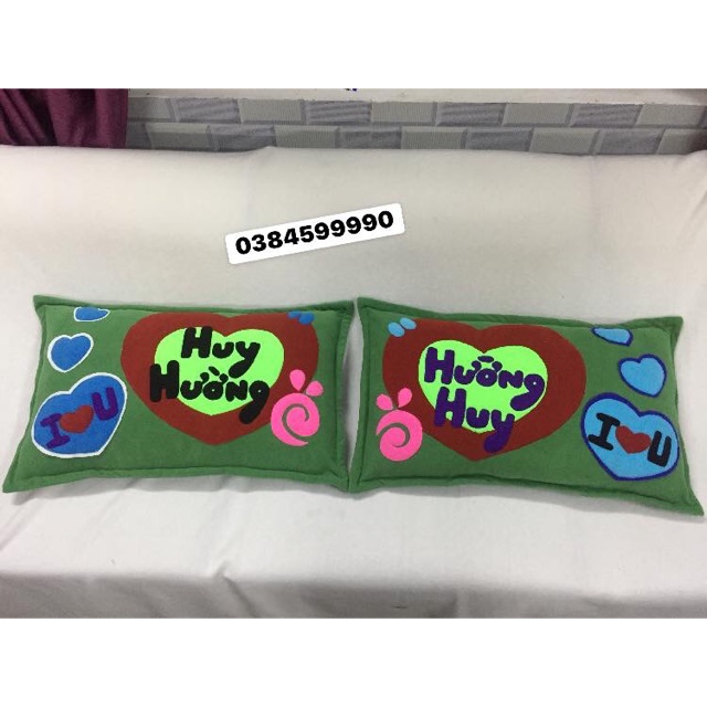 Cặp gối đôi handmade thiết kế theo yêu cầu sz đại
