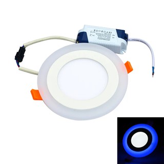 đèn led âm trần 6 +3w viền màu xanh dương