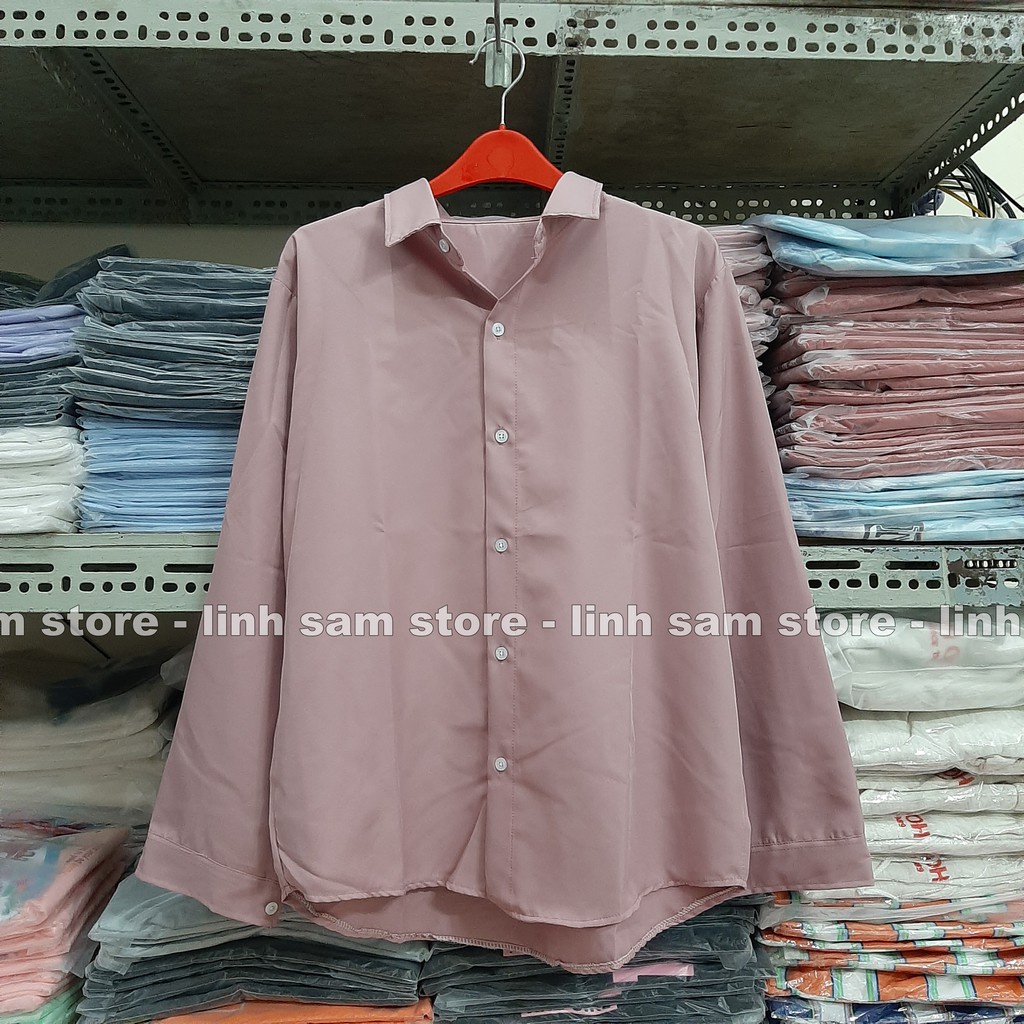 Áo sơ mi nữ cổ bẻ TAY DÀI phong cách ulzzang form freesize dáng rộng unisex mặc cặp, nhóm, couple