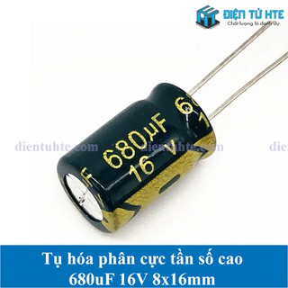 Tụ hóa tần số cao 680uF 16V 8x12mm - Bộ 10 Cái