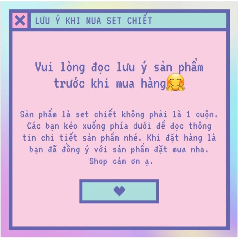 Set washi chiết màu pastel (Vui lòng đọc lưu ý trước khi mua 🥰)