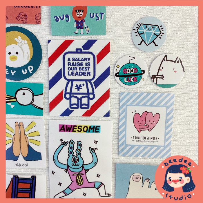 Set 20 sticker ngộ nghĩnh và dễ thương chủ đề Màu xanh Fuji