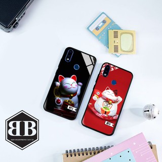 Ốp lưng kính cường lực Vsmart Joy 2 Plus mèo thần tài siêu đẹp