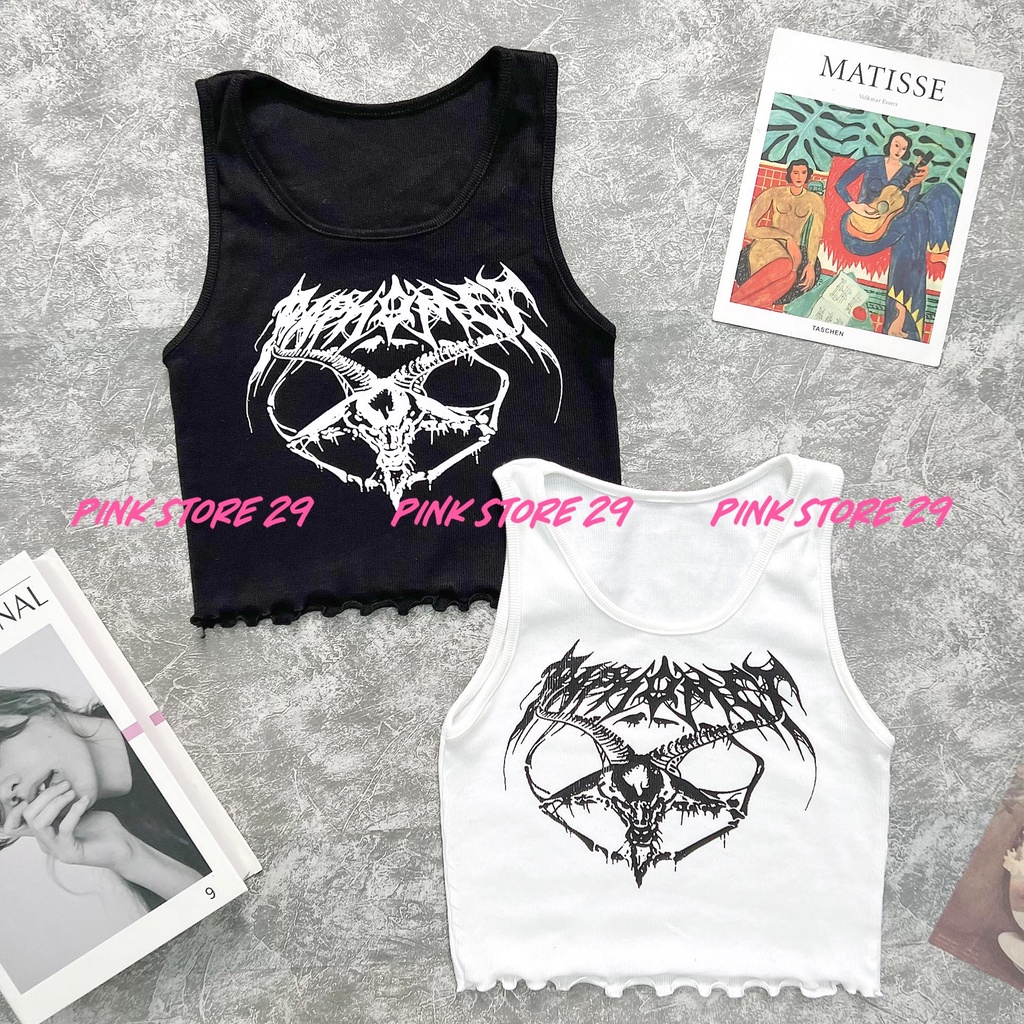 Áo Ba Lỗ Croptop alohashop91 Dáng Ôm Body In Hình Táo Bạo