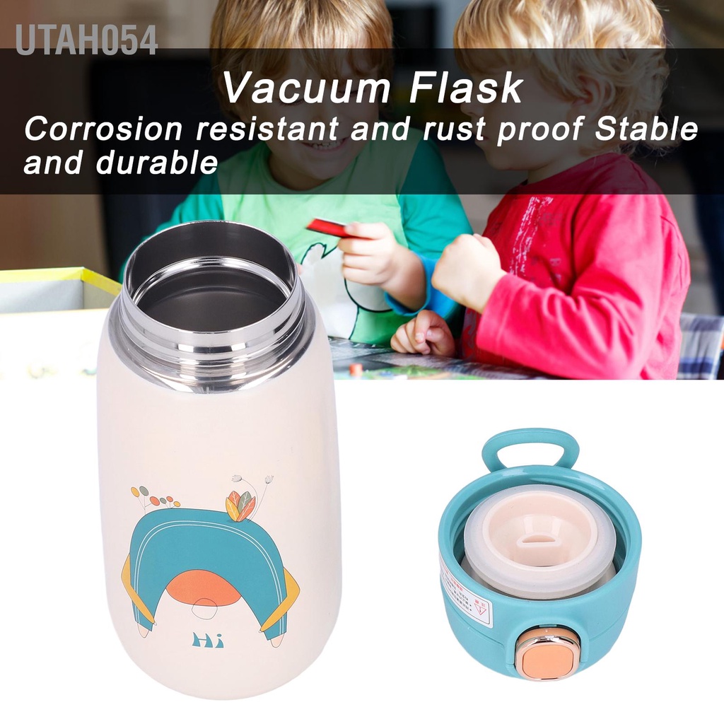 Utah054 Bình nước bằng thép không gỉ Trẻ em Du lịch Di động Mẫu Hoạt hình Dễ thương chân Quà tặng 420ml
