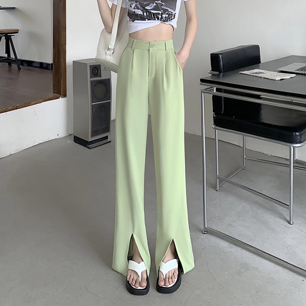 Quần Dài Lưng Cao Co Giãn Thiết Kế Xẻ Tà Thời Trang Mùa Hè 50090