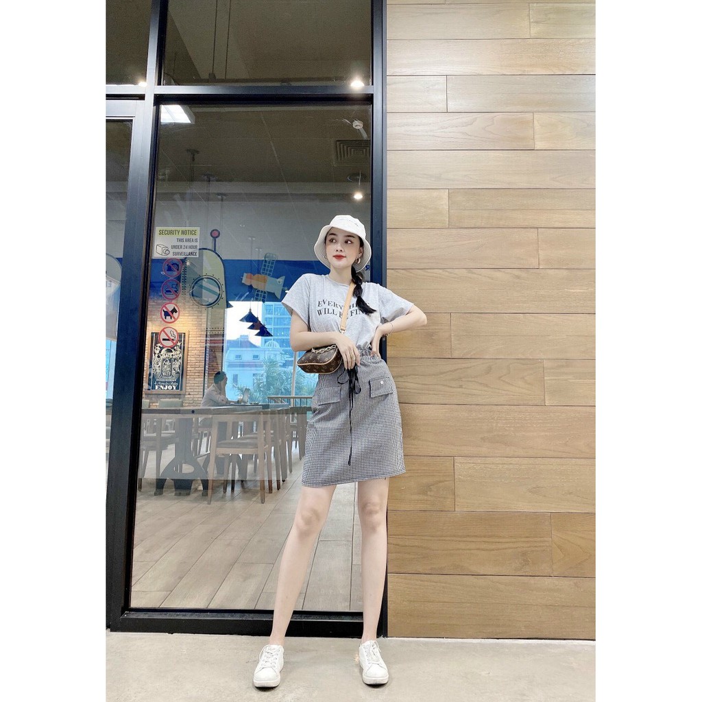 SÉT AO THUN + VÁY Kate. Có 1 màu. KÈm hình chụp thật 100%. Size dưới 54kg vừa. Đơn giản mà đẹp nha mấy chế