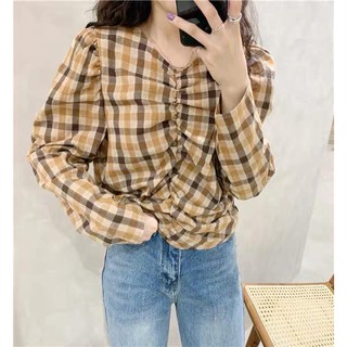 Áo sơ mi 🦋freeship🦋 áo nữ kẻ dài tay