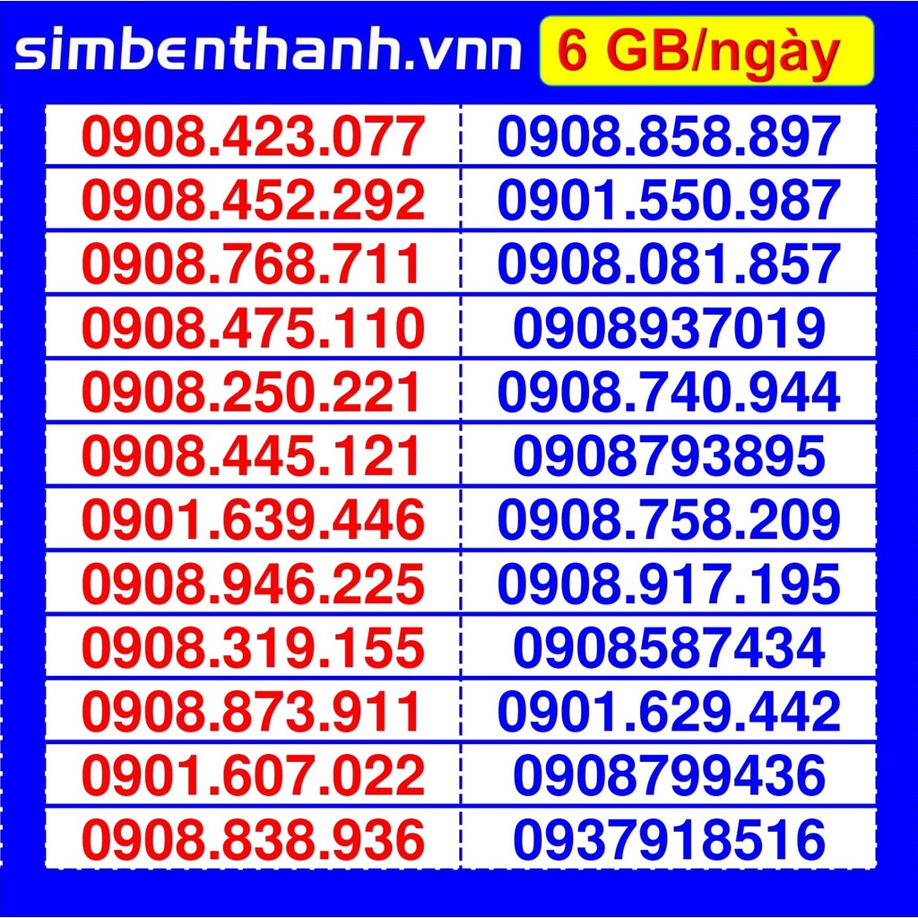 Số đẹp Sim data Mobi C90N lên mạng 120 GB/tháng, 1000 phút gọi nội mạng, 50 phút liên mạng