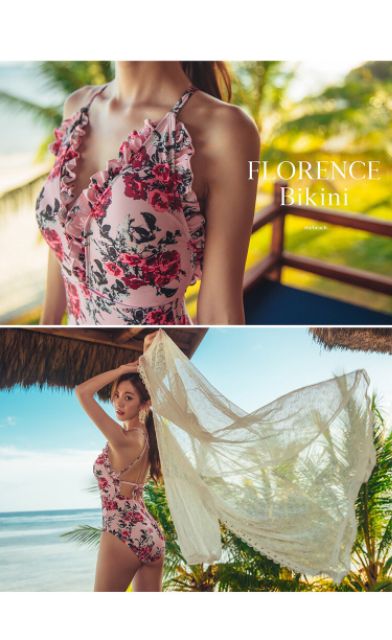 Bikini liền thân hoạ tiết hoa