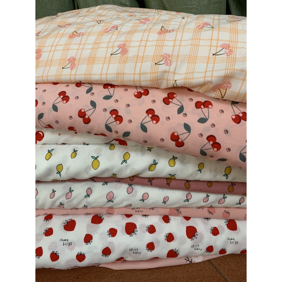 Vải đũi mềm mát họa tiết kẻ caro may váy áo em bé, Scrunchies