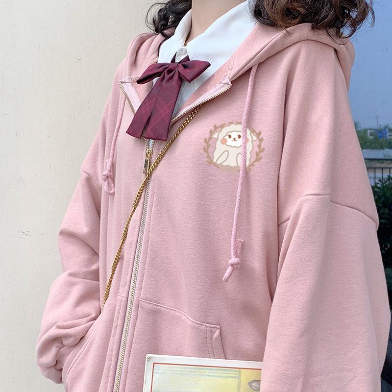 Áo Hoodie Dáng Rộng Phối Khóa Kéo Thiết Kế Mới Thời Trang Dành Cho Nữ